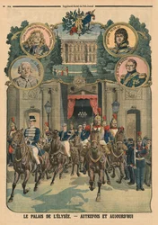O Palácio do Eliseu, antigamente e hoje, ilustra a capa da "Le Petit Journal", 26 de janeiro de 1913